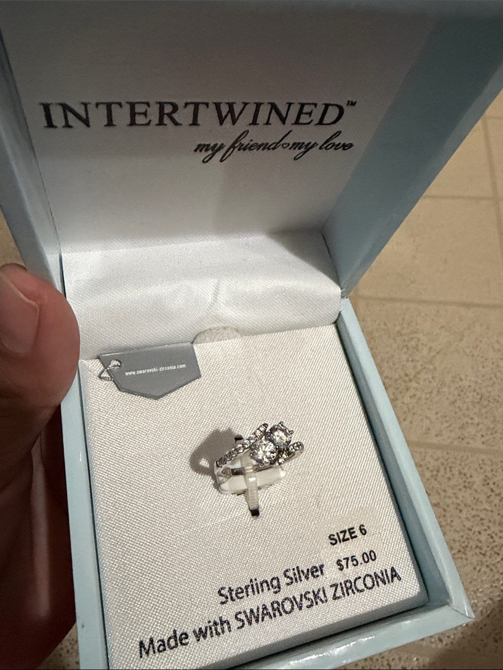 Sterling Silver Ring with Swarovski Zirconia - Silver